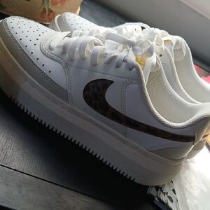 Nike White and Leopard Print Women's Shoes